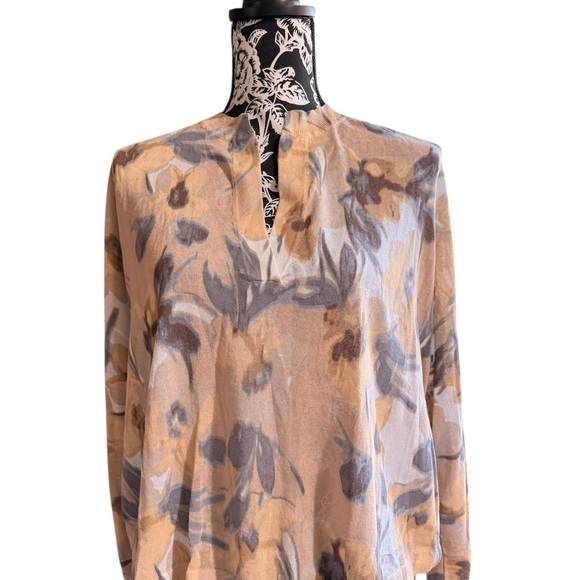 Martha Stewart Tops - Martha Stewart Beige and Gray Floral Blouse